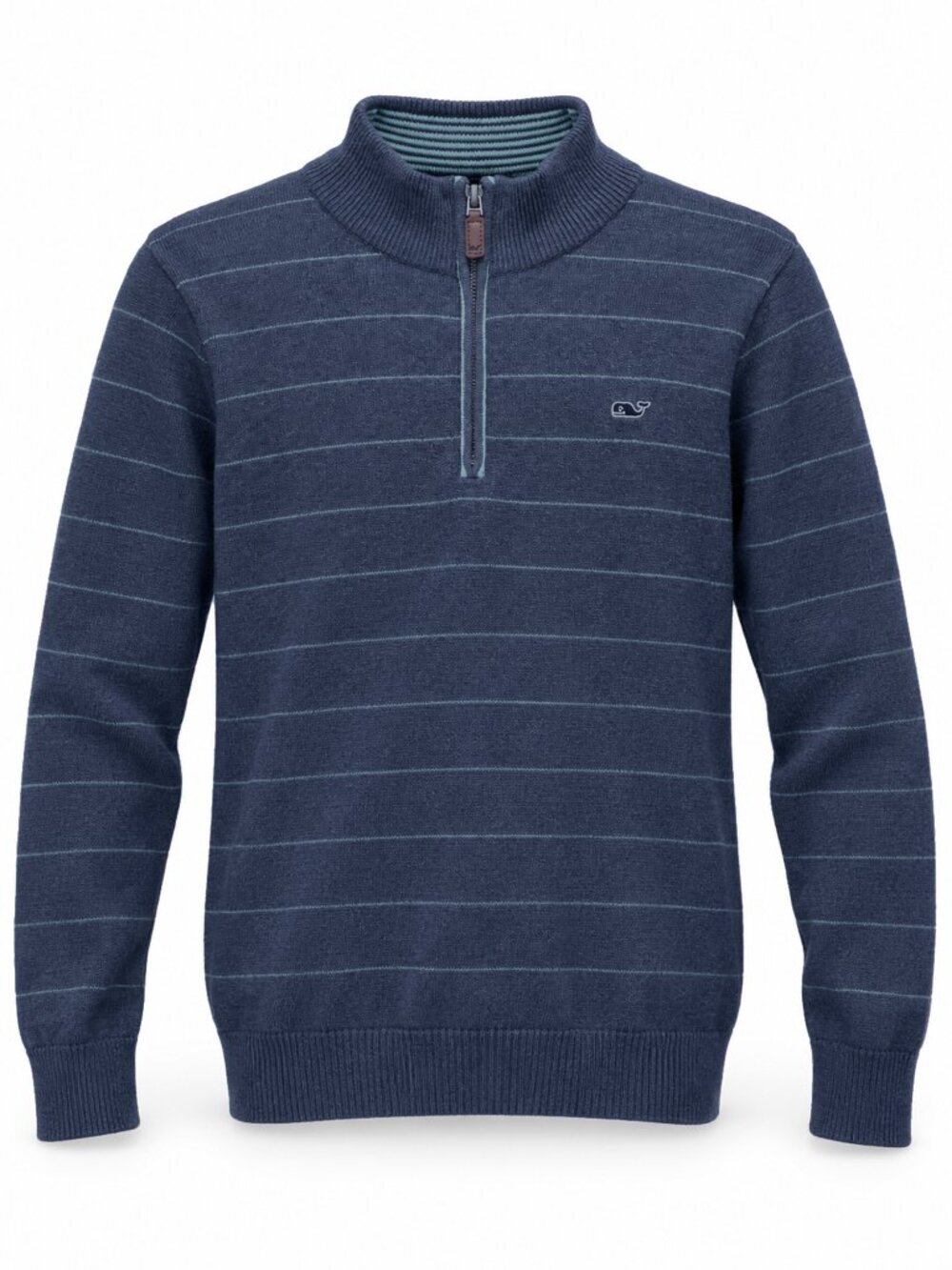 Vineyard Vines Boys Quarter Zip Sweater Navy Green Stripe 100% Cotton Size L (10